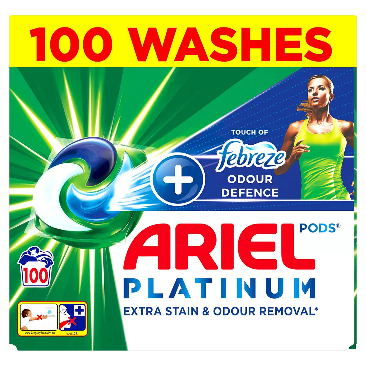 Ariel Platinum + Febreze All in 1 Pods, 100 Wash