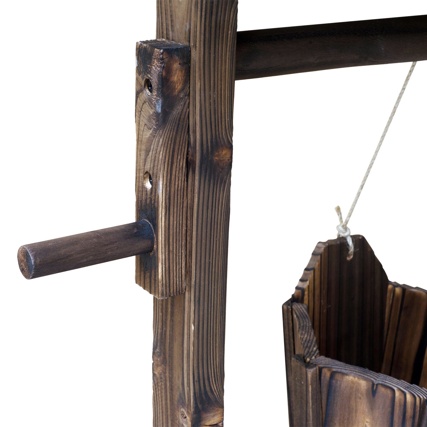 Wishing Well Planter Bucket, 60Lx55Wx 114H cm-Brown