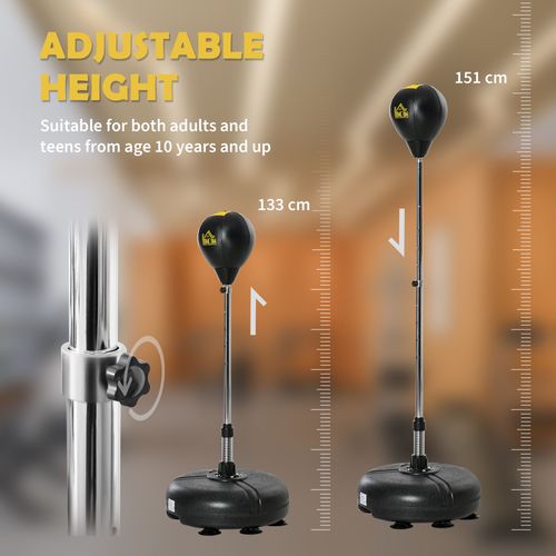 HOMCOM Punching Bag with Stand Boxing Bag Set with Adjustable Height Black, Gold