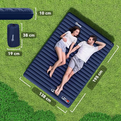 Inflatable Bed Double Mattress Camping Sleeping Outdoor Travel Blue Outsunny