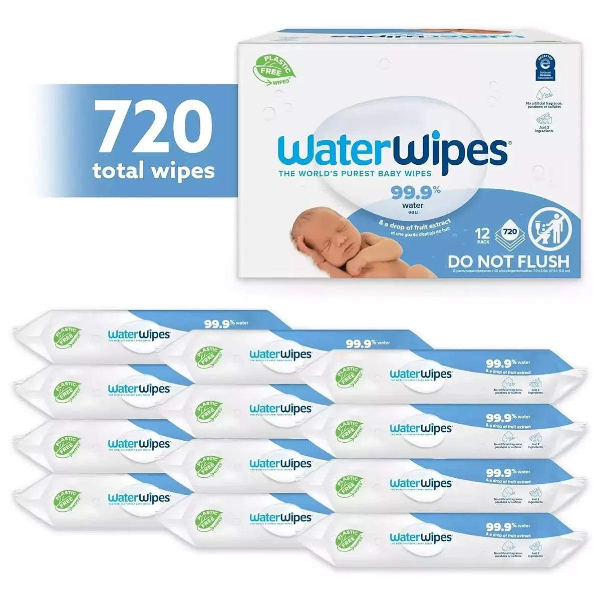 Waterwipes Biodegradable baby Wipes, 12 x 60 Wipes