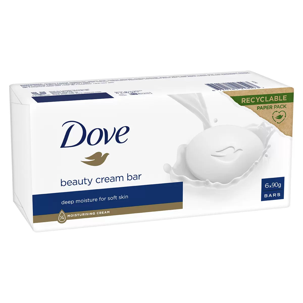 Dove Original Beauty Bar Soap with ¼ moisturising cream, 6 x 90 g