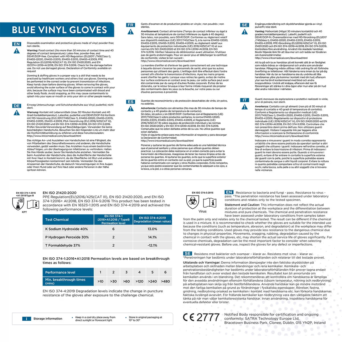 Jena Blue Vinyl Gloves, 400 Pack in Medium