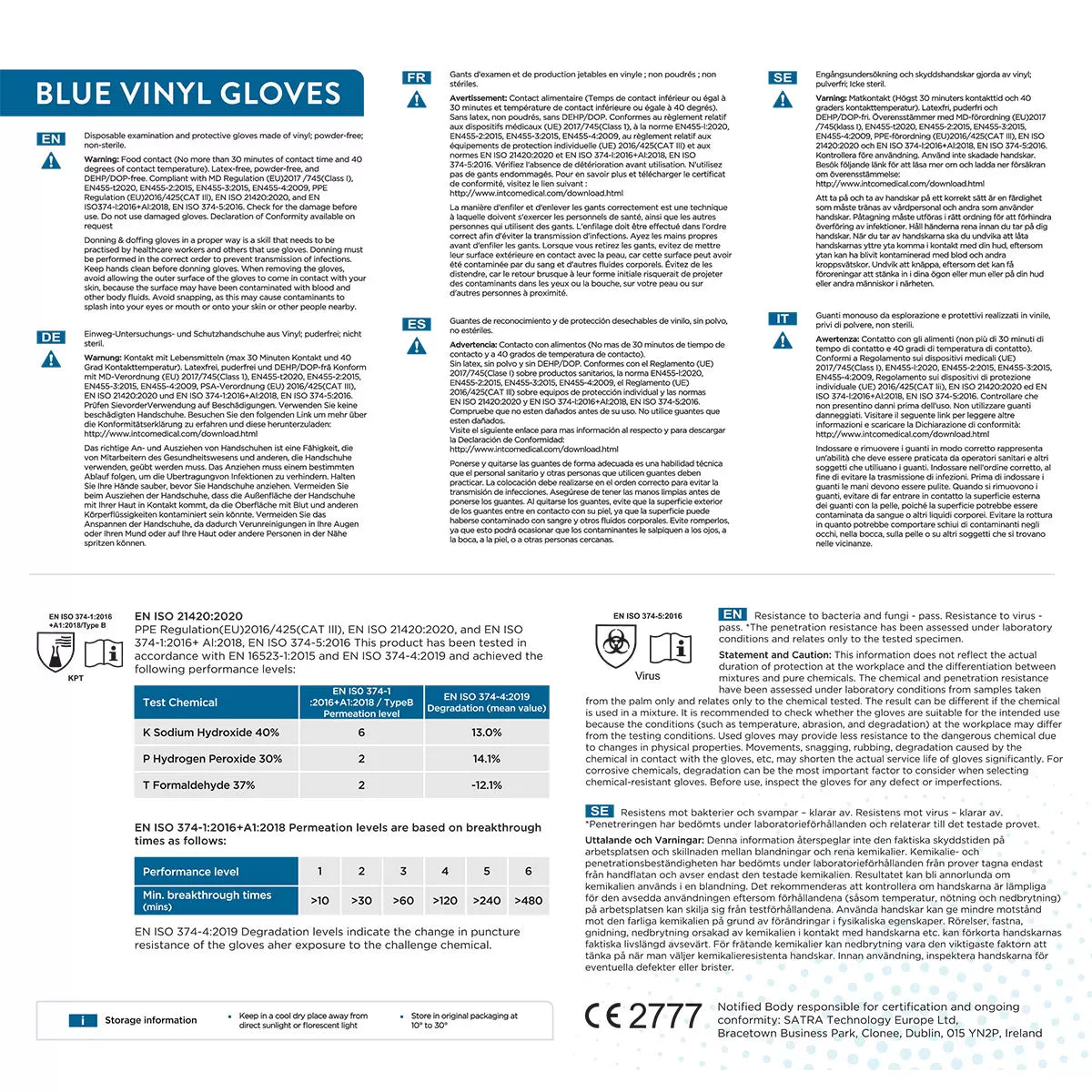Jena Blue Vinyl Gloves, 400 Pack in Medium