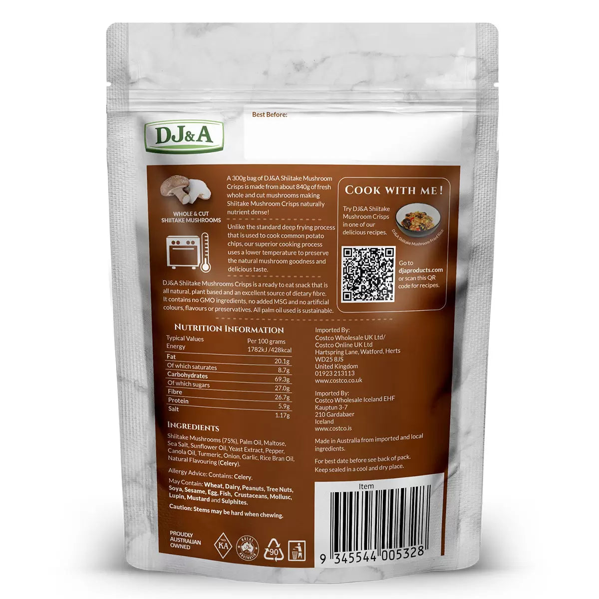 DJ&A Shiitake Mushroom Crisps, 300g