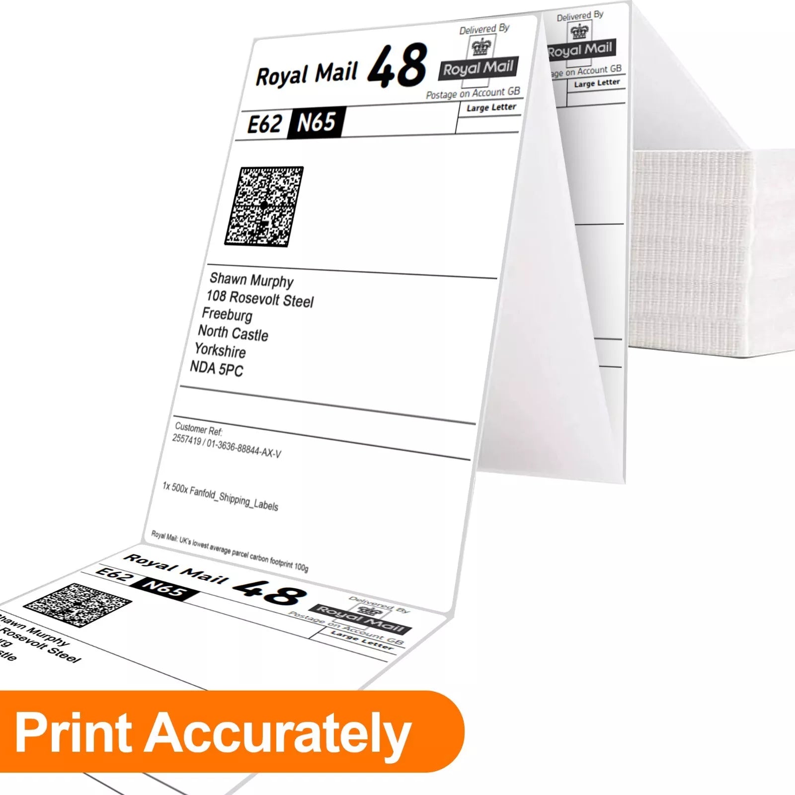 4 X 6 / 100 X 150MM DIRECT THERMAL LABELS FANFOLD 500 UNIVERSAL 4X6