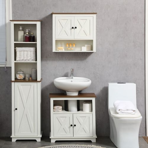 Tall Bathroom Cabinet Storage Cupboard with Door, Adjustable Shelves