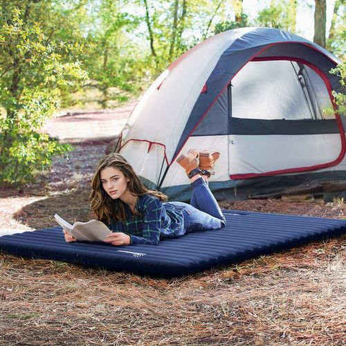 Inflatable Bed Double Mattress Camping Sleeping Outdoor Travel Blue Outsunny