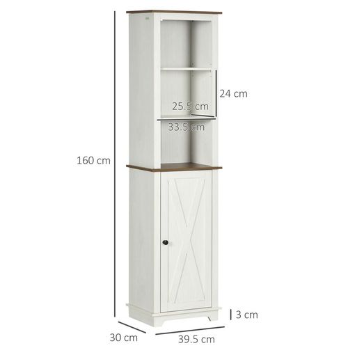 Tall Bathroom Cabinet Storage Cupboard with Door, Adjustable Shelves