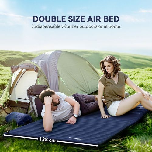 Inflatable Bed Double Mattress Camping Sleeping Outdoor Travel Blue Outsunny