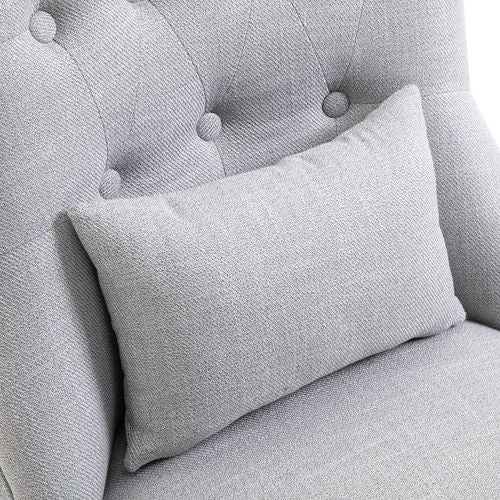 Fabric Single Sofa Dining Chair Upholstered W/ Pillow Solid Wood Leg Living Room