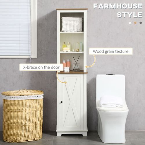 Tall Bathroom Cabinet Storage Cupboard with Door, Adjustable Shelves