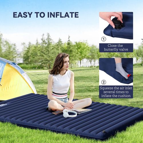 Inflatable Bed Double Mattress Camping Sleeping Outdoor Travel Blue Outsunny