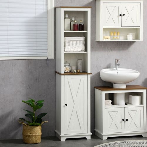 Tall Bathroom Cabinet Storage Cupboard with Door, Adjustable Shelves