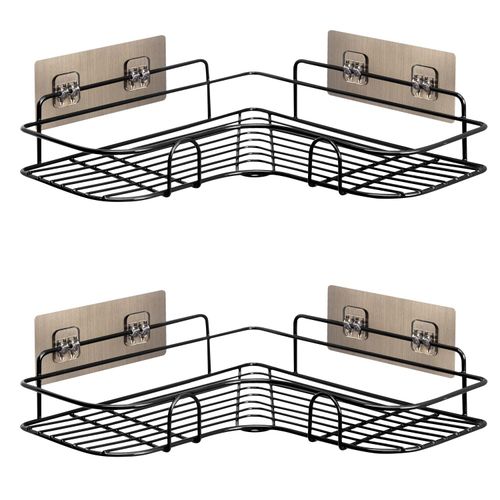 Set of 2 Corner Shower Caddy in Black Nano Coating