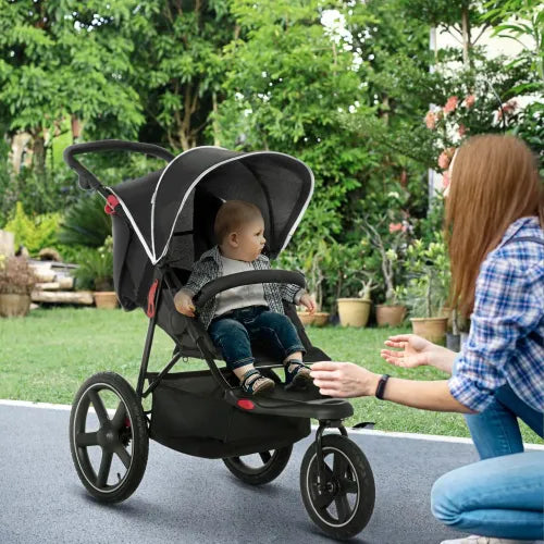 Lightweight Pushchair w/ Reclining Backrest From Birth to 3 Years - Black