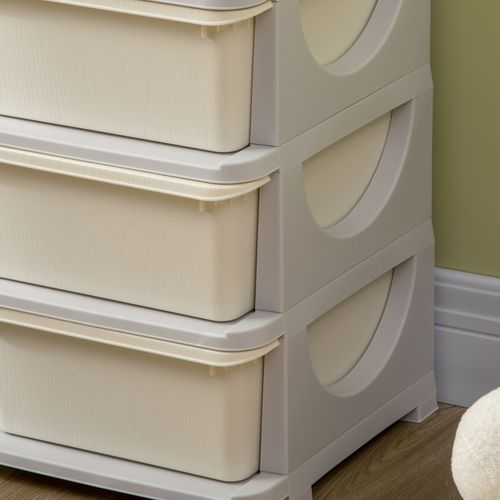 Kids Storage Unit Toy Box Vertical Dresser with Six Drawers - Cream HOMCOM